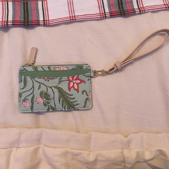 Slim Card Coinpurse Hamilton Floral Block Print Seafoam - Picture 2 of 5